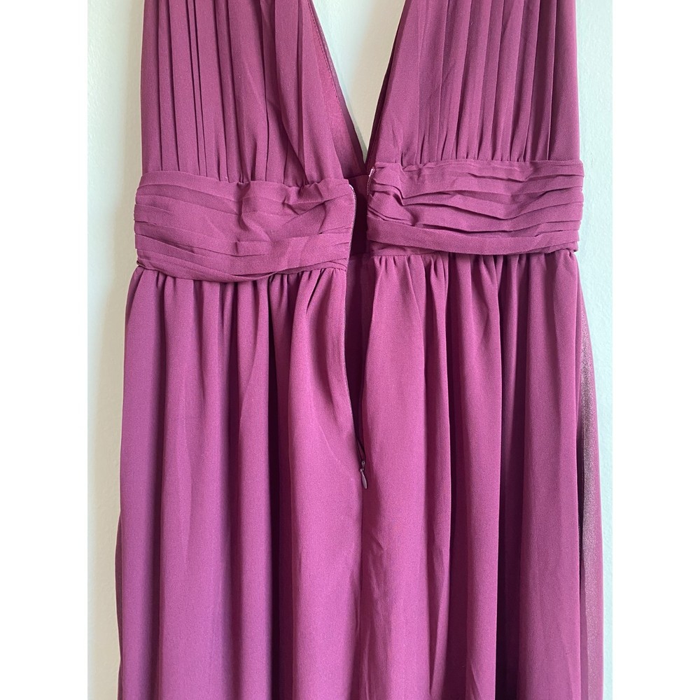 LuLus Heavenly Hues Burgundy Formal Chiffon Maxi Dress Medium Bridesmaid Prom - Picture 10 of 12